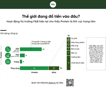 Biểu đồ thị trường Precision Fermentation tập trung vào protein sữa pha latte và dairy.